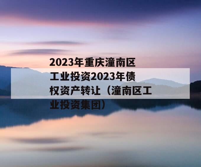 2023年重庆潼南区工业投资2023年债权资产转让（潼南区工业投资集团）